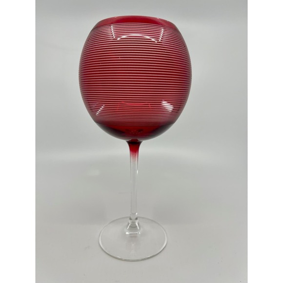3 Pce VNTG Cherry Red Mikasa Wine Goblets Valentine's Polka Dot Striped Frosted - Picture 7 of 8